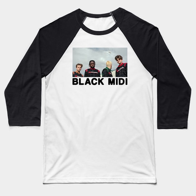 retro black midi Baseball T-Shirt by fancyjan